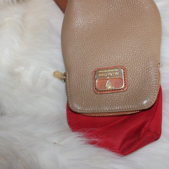 Valentina Genuine beige pebbled  leather Shoulder Bag Made in Italy - Picture 5 of 8